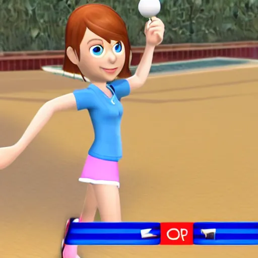 Prompt: screenshot of emma stone as a character in wii sport, mii channel, nintendo, rtx, best graphics