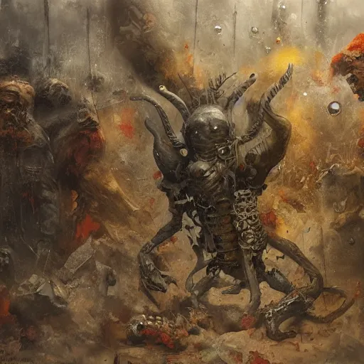 Prompt: this is hell, oil painting by tomasz jedruszek