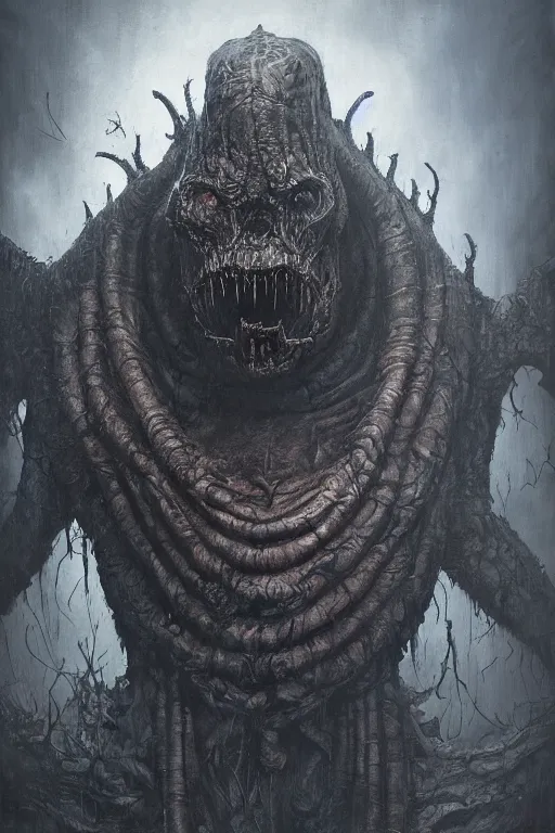 Image similar to portrait of john candy by hr giger, greg rutkowski and wayne barlowe as a diablo, resident evil, dark souls, bloodborne monster