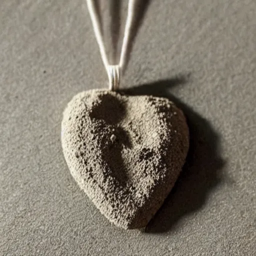 Prompt: beautiful amulet made from sand and dirt, symbolizing marriage
