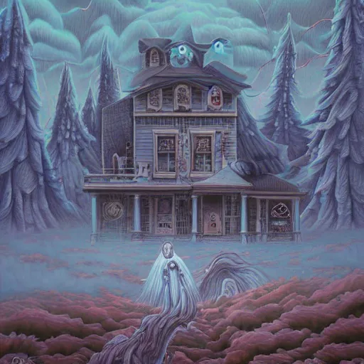 Image similar to hyper - detailed painting of ghostly character composition in the style of artist chris mars, in a landscape