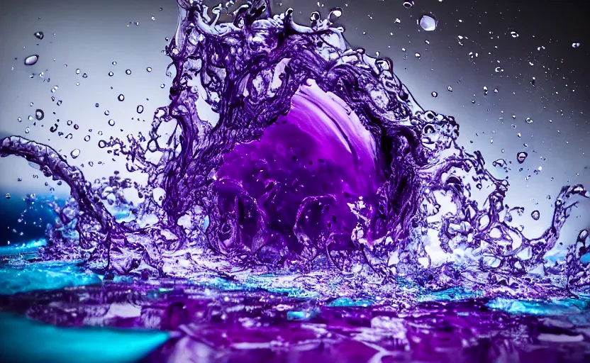 Prompt: warlock sumerge, beautiful purple liquid, purple oozing pool pit, cinematic lighting, various refining methods, micro macro autofocus, ultra definition, award winning photo