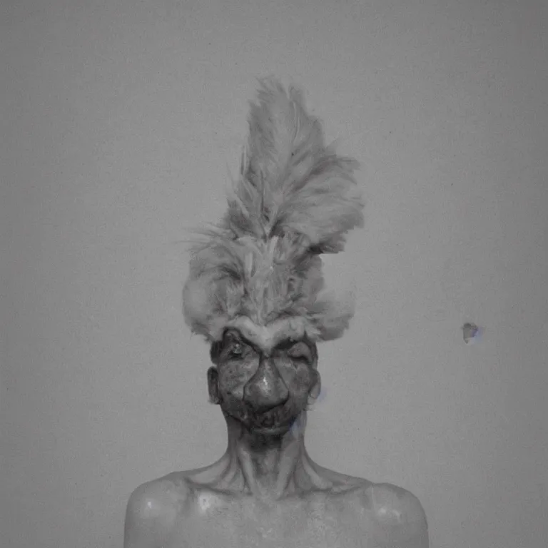 Image similar to chicken headed human, mugshot