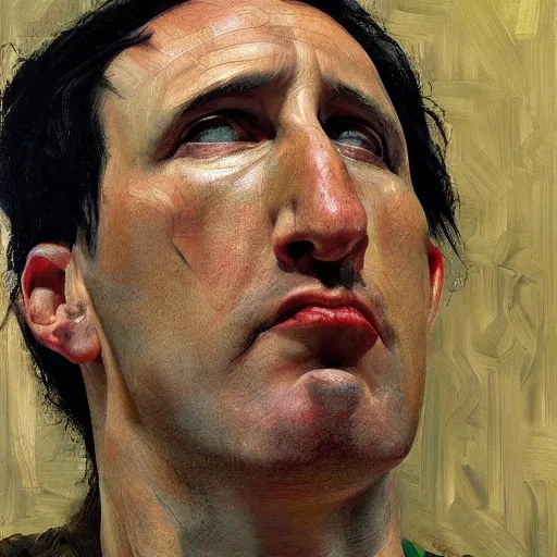 Image similar to high quality high detail painting by lucian freud, hd, trent reznor portrait