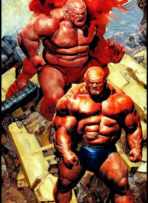 Prompt: full body and head portrait of brock lesnar as marvel mutant juggernaut, dynamic action, painted by norman rockwell and phil hale and greg staples and tom lovell and frank schoonover and jack kirby