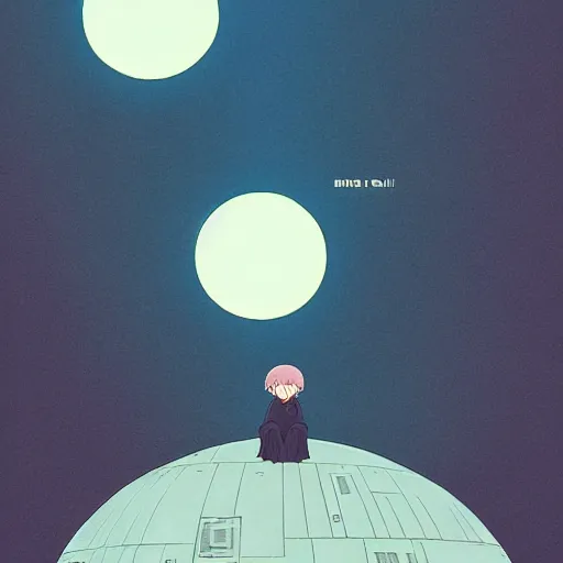 Image similar to death star in the style of ghibli, atey ghailan, cinematic,