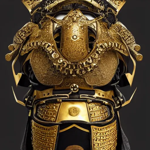 Prompt: a luxurious black and gold samurai helmet, close - up photo, by james christensen, vittorio matteo corcos, epic, tendring on artstation, fantasy, intricate details, highly detailed, 4 k.