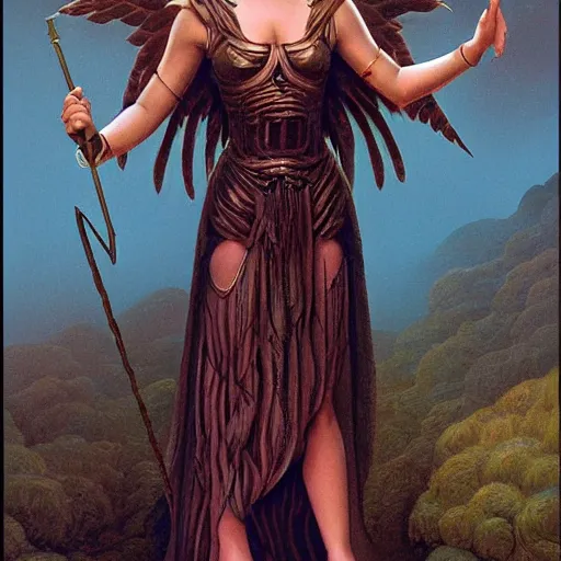 Prompt: portrait of teen natalie portman as a goddess, full body, by gerald brom