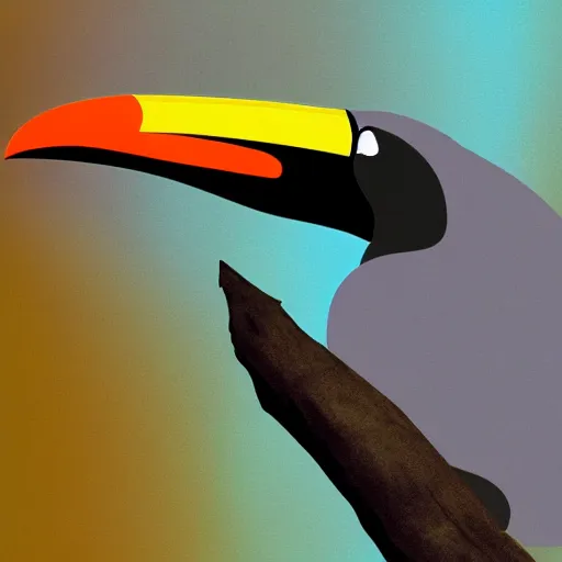 Prompt: A toucan flying across a dark lake