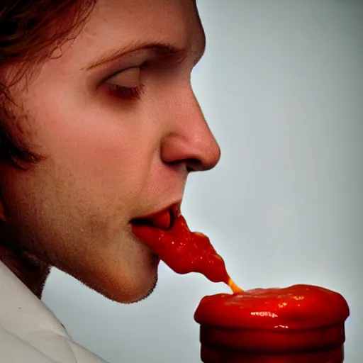 Prompt: a nose with ketchup