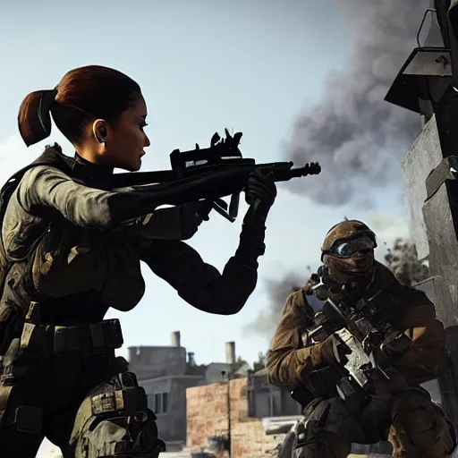 Image similar to Ariana Grande in Call of Duty, 4k