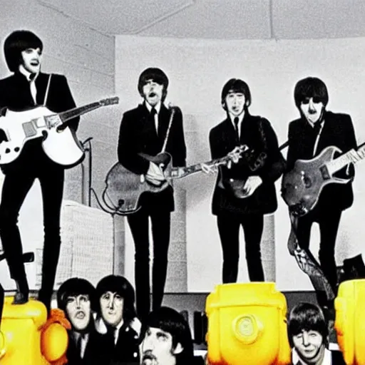 Image similar to the beatles in a yellow submarine