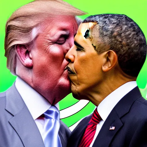 Image similar to obama kissing donald trump, detailed, high quality picture, 4k