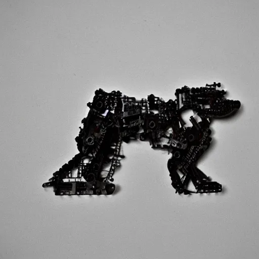 Image similar to dog made out of mechanical parts, 33mm photo