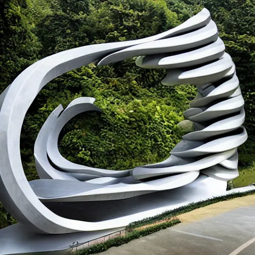 Image similar to an eco - friendly memorial designed by zaha hadid