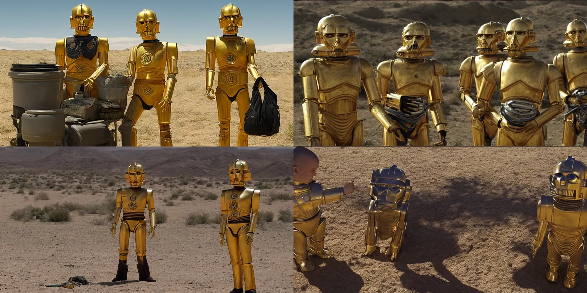 Prompt: A still of C3P0 in Breaking Bad