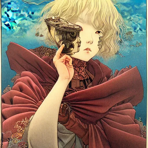 Image similar to prompt : portrait of fantasy painted in miyazaki color style drawn by katsuhiro otomo and takato yamamoto, inspired by fables, china doll face, smooth face feature, intricate oil painting, high detail, sharp high detail, manga and anime 2 0 0 0