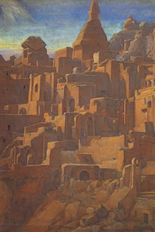 Prompt: ancient city by the sea by Annie Swynnerton and Nicholas Roerich, strong dramatic cinematic lighting , ornate architecture, lost civilizations, smooth, sharp focus, extremely detailed