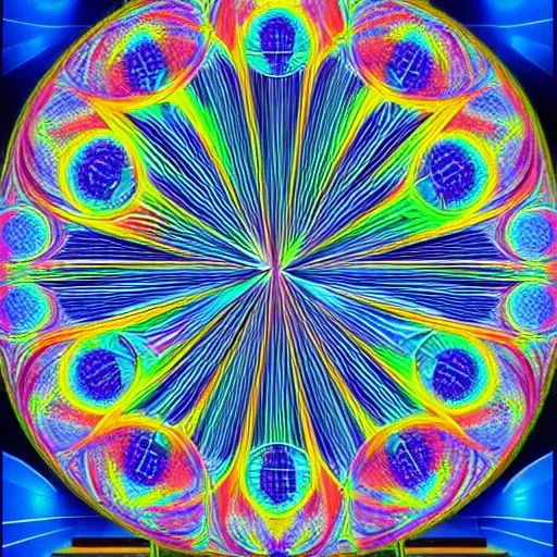 Image similar to a photo of a architectural building designed by tadao ando with neon colors trending on artstation 4 k intricate extremely detailed digital art by alex grey infinite wisdom sacred geometry