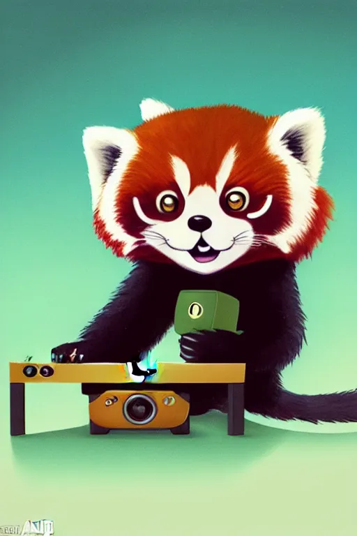 Image similar to red panda playing xbox one, animation pixar style, by pendleton ward, magali villeneuve, artgerm, rob rey and kentaro miura style, golden ratio, trending on art station