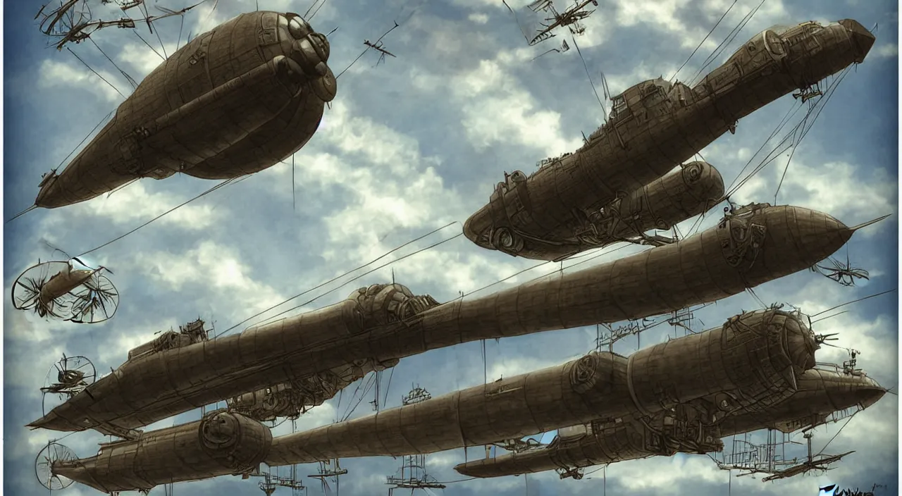 Image similar to AIRSHIP, dieselpunk by Tomino-sama