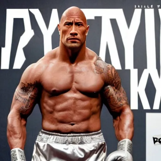 Image similar to Dwayne Johnson as boxer, promo