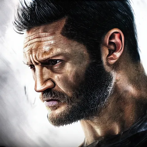 Image similar to Tom Hardy as wolverine 4K quality Photorealism