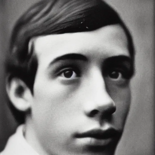 Image similar to close up photo of a attractive young male by Diane Arbus and Louis Daguerre