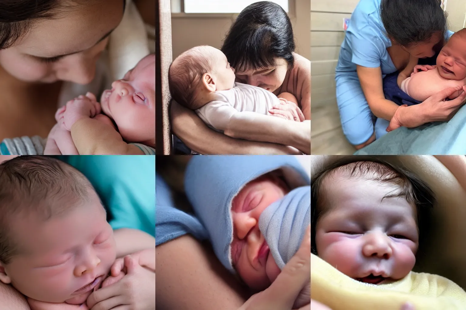 Prompt: last baby born before humans stopped reproducing, close-up in mother's arms