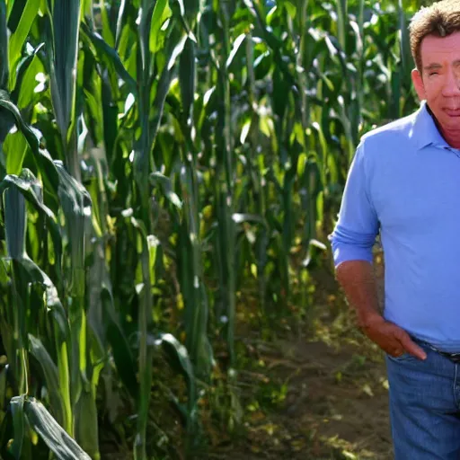 Image similar to tim allen crying at the sky for more corn