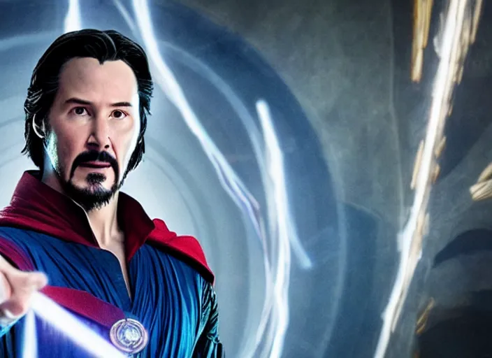 Prompt: movie still of keanu reeves as doctor strange