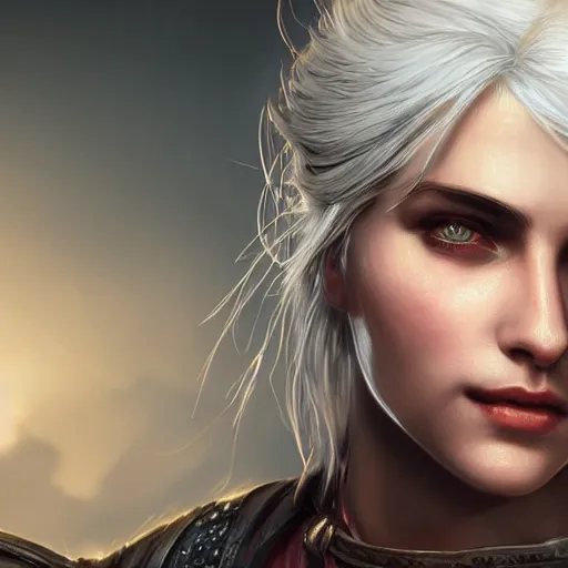 Prompt: portrait of ciri the witcher amazing details 4 k beautiful ultra realistic sharp focus cinematic lightning highly detailed, digital painting, artstation, concept art, smooth, sharp focus, illustration by artgerm