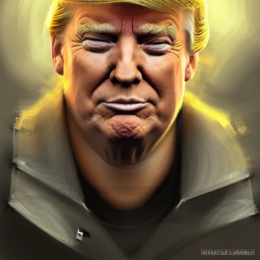 Image similar to donald trump as steve from minecraft, digital painting, extremely detailed, 4 k, intricate, brush strokes, mark arian, artgerm, bastien lecouffe - deharme