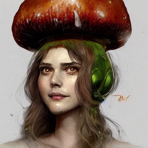 Image similar to doomguy as an attractive young smiling woman wearing a mushroom crown, face portrait, hd shot, digital portrait, beautiful, fantasy art, artstation, comic style, by artgerm, guy denning, jakub rozalski, magali villeneuve and charlie bowater