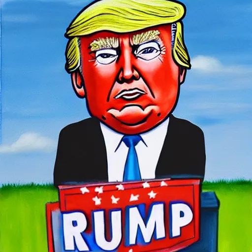 Prompt: Donald Trump painting like a 5 years old