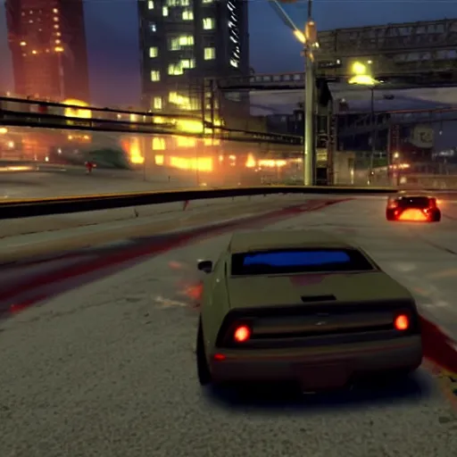 Image similar to chase camera gameplay footage of need for speed underground 2 in bayview at night