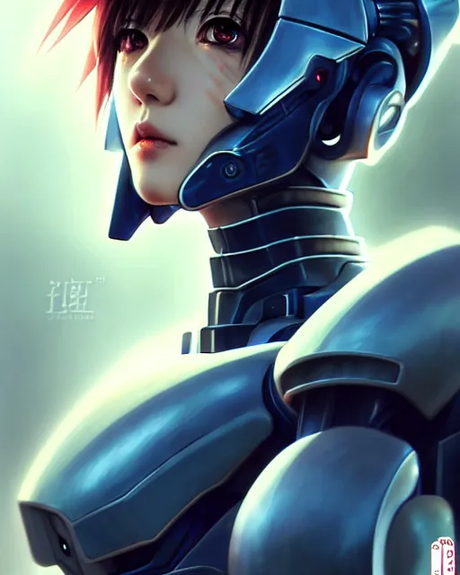 Image similar to portrait Anime Girl in mecha armor in night tokyo Sharp fine face pretty face, realistic shaded Perfect face, fine details. Anime. cyberpunk realistic shaded lighting by katsuhiro otomo ghost-in-the-shell, magali villeneuve, artgerm, rutkowski Jeremy Lipkin and Giuseppe Dangelico Pino and Michael Garmash and Rob Rey