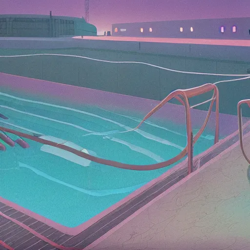 Image similar to the pool simon stalenhag high detail