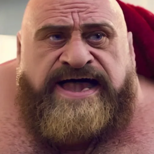 Image similar to movie still of Danny DeVito starring as zangief in the 2026 live action street fighter movie