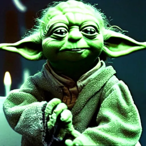 Prompt: yoda hosting the muppet show