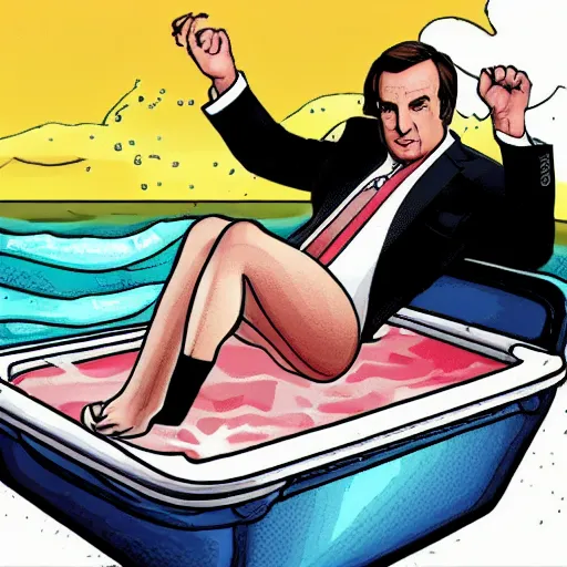 Image similar to Saul Goodman swimming in a pool of mercury