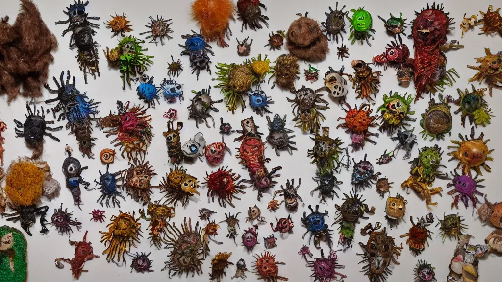 Image similar to cringecore teensy macrofauna art installation, iso 2 0 0