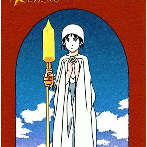 Prompt: The High Priestess tarot card by Studio Ghibli