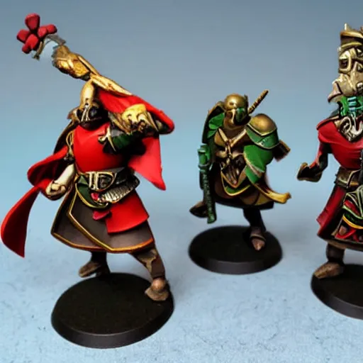 Prompt: osrs runescape characters as warhammer tabletop figurines