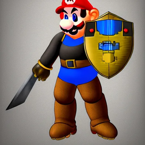 Prompt: mario in medieval knight armor