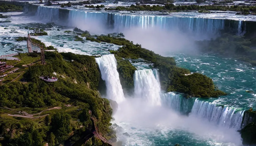 Prompt: beautiful illustration of niagara falls, colorful, unreal engine, hyper realism, realistic shading, cinematic composition, realistic render, octane render, detailed textures, photorealistic, wide shot