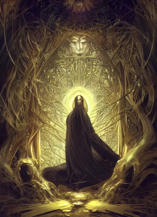 Image similar to album art divine holy dimension spell effect, physically accurate, moody dynamic lighting, very very intricate, very very elegant, highly detailed, digital painting, artstation, HR GIGER, Hieronymus Bosch, Francis Bacon, concept art, smooth, very beautiful, sharp focus, illustration, art by artgerm and greg rutkowski and alphonse mucha