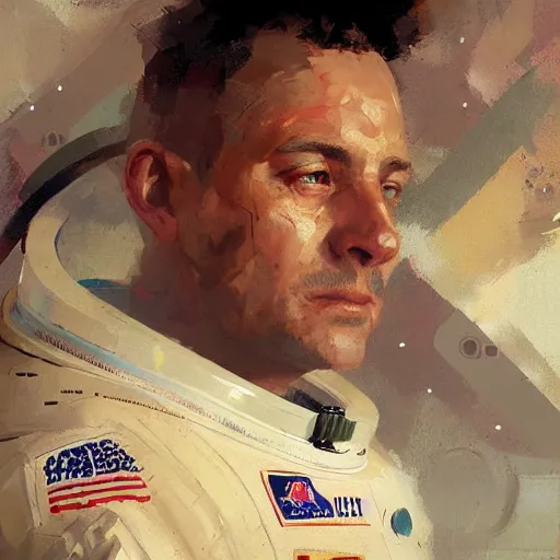 Prompt: Portrait painting of an astronaut by greg rutkowski and craig mullins