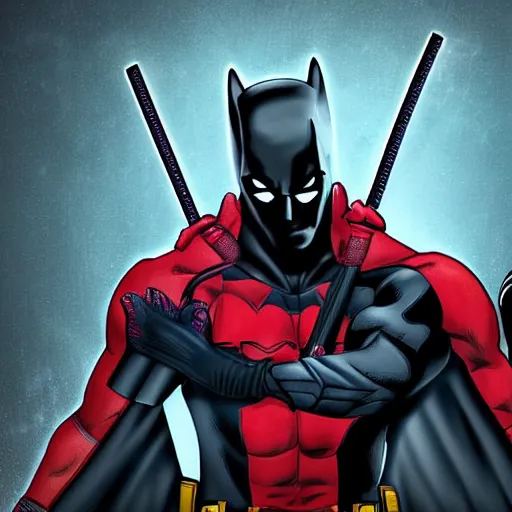 Image similar to Batman and Deadpool together 4K quality Digital art