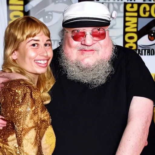 Prompt: george rr martin making out with cerci lannister